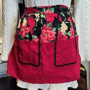 Elegant Floral Red and Black Women's Apron
